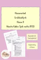 Vorschau - Klassenarbeiten - Klassenarbeit Großstadtlyrik Klasse 8 Mascha Kaléko: Spät nachts (1933) - Deckblatt