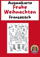 Vorschau - Mal- und Bastelvorlagen - Ausmalkarte "Frohe Weihnachten" auf Französisch - Deckblatt