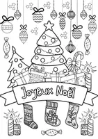 Vorschau - Mal- und Bastelvorlagen - Ausmalkarte "Frohe Weihnachten" auf Französisch - Seite 1