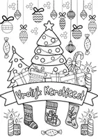 Vorschau - Mal- und Bastelvorlagen - Ausmalkarte "Frohe Weihnachten" auf Niederländisch - Seite 1