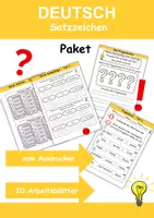 Vorschau - Arbeitsblätter - Satzzeichen 1. und 2. Klasse - Deutsch Punkt, Ausrufezeichen, Fragezeichen - Deckblatt