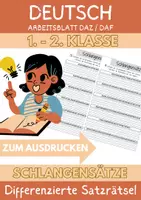 Vorschau - Arbeitsblätter - Schlangensätze Klasse 1 Deutsch Klasse Gesundheit Arbeitsblatt DaZ DaF - Deckblatt