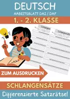 Vorschau - Arbeitsblätter - Arbeitsblatt Schlangensätze Klasse 2 Grundschule Ukraine DaZ DaF - Deckblatt
