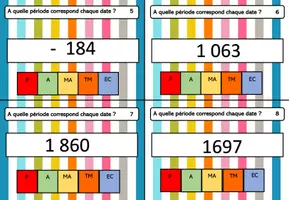 Aperçu - Apprentissages en autonomie - cartes à pince pour associer une date à une période historique - Page 1