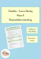 Vorschau - Arbeitsblätter - Checkliste Innerer Monolog - Klassenarbeitsvorbereitung - Deckblatt