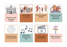 Vorschau - Arbeitsblätter - Englisch Sprechprüfung – 24 Interview Questions (Speaking Cards Klasse 6/8) - Seite 1