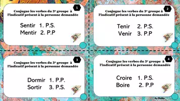 Aperçu - Apprentissages en autonomie - cartes à tâches ind présent des verbes du 3e gr - Page de couverture