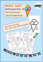 Vorschau - Arbeitsblätter - Ausmalen nach Noten und Percussioninstrumenten - Deckblatt