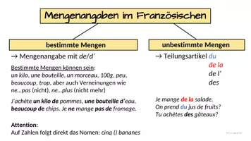 Vorschau - Arbeitsblätter - Mengenangaben (bestimmte & unbestimmte Mengen, Teilungsartikel) - Seite 1