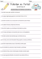 Vorschau - Arbeitsblätter - Präteritum Perfekt Grundschule Klasse 2 bis 4 Gesundheit DaZ Arbeitsblatt mit Loesungen - Seite 1