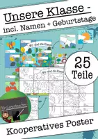 Vorschau - Mal- und Bastelvorlagen - Kooperatives Klassenposter incl. Namen Und Geburtstagen (20 & 25 Teile) - Deckblatt