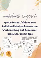Vorschau - Arbeitsblätter - worksheets, qr-codes mit Videos zu rhetorical devices, sentence structure, overused words, connectives - Deckblatt