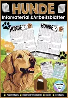 Vorschau - Arbeitsblätter - Hunde Infomaterial & Arbeitsblätter | Haustiere bzw. Säugetiere 2-seitige Textpassage mit Markierungen - Deckblatt