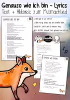 Vorschau - Arbeitsblätter - Mutmachlied / Mutmachsong - Lyrics & Akkorde "Genauso wie ich bin" / Minimusiker - Deckblatt