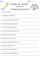 Vorschau - Arbeitsblätter - Präsens Perfekt Grundschule Klasse 2 bis 4 Deutsch DaZ Arbeitsblatt mit Loesungen - Seite 1
