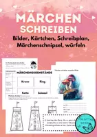Vorschau - Arbeitsblätter - Märchen schreiben: Bildimpulse, Kärtchen, würfeln, Schreibplan, weiterschreiben - Deckblatt