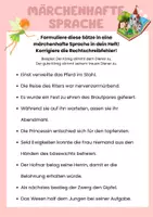 Vorschau - Arbeitsblätter - Märchensprache und Rechtschreibfehler - Deckblatt