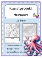 Vorschau - Mal- und Bastelvorlagen - Ausmalbilder Meerestiere - Deckblatt