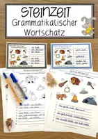 Vorschau - Arbeitsblätter - Steinzeit - Grammatikalischer Wortschatz - Deckblatt