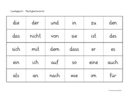 Vorschau - Arbeitsblätter - Leseteppich: Häufigkeitswörter - Deckblatt