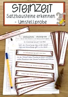 Vorschau - Anderer Materialtyp - Steinzeit - Satzbausteine erkennen - Umstellprobe - Deckblatt