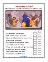 Vista previa - Hojas de trabajo - Prehistoria: Verdadero o Falso - Retos comprensión lectora - página 1