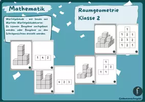 Vorschau - Bildkarten - Würfelgebäude_Gebäudekartei_Mathematik_Klasse1-4_Geometrie - Deckblatt