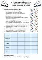 Vorschau - Arbeitsblätter - Rompecabeza - ropa, colores, precios - Seite 2