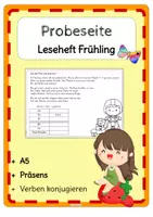 Vorschau - Arbeitsblätter - Probeseite Leseheft Frühling Präsens - Deckblatt