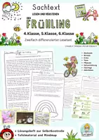 Vorschau - Arbeitsblätter - Frühling Sachtext Lesen und verstehen, Leseverständnis Klasse 4, 5, 6 - Deckblatt