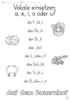 Vorschau - Arbeitsblätter - Vokale einsetzen "Auf dem Bauernhof" DaZ / DaF / Deutsch - Seite 2