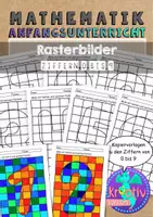 Vorschau - Arbeitsblätter - Rasterbilder Ziffern - warme und kalte Farben - Deckblatt
