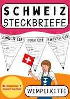 Vorschau - Arbeitsblätter - Schweizer Kantone als Steckbriefe/Wimpelkette - Deckblatt