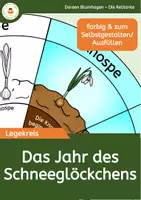 Vorschau - Mal- und Bastelvorlagen - Schneeglöckchen im Jahreslauf - Legekreis zum Frühblüher - Deckblatt