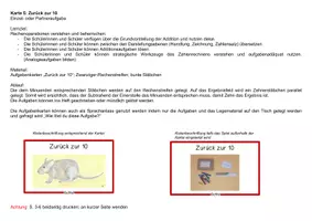 Vorschau - Fördermaterial/Inklusion - Aufgabenkarten: Zurück zur 10 im Zahlenraum bis 20 ohne ZÜ - Seite 1