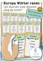 Vorschau - Spiele - 120 Karten "Europa" Wörter erklären und raten (Spiel "Sag es nicht!") FrauCuppaTea - Deckblatt