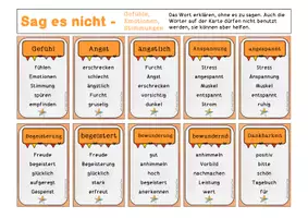 Vorschau - Spiele - 120 Karten "Gefühle" Wörter erklären und raten (Spiel "Sag es nicht!") - Seite 1