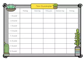 Vorschau - Arbeitsblätter - Stundenplan im Kaktusdesign - Seite 1