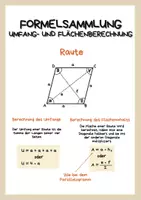 Vorschau - Arbeitsblätter - Umfang- und Flächenberechnung - Raute - Kompakt - Seite 1