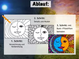 Vorschau - Stundenentwürfe - Kunstprojekt „Sonne und Mond“ – Warm-Kalt-Kontrast mit Mustern - Seite 3