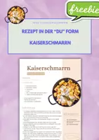 Vorschau - Arbeitsblätter - FREEBIE: Rezept für Kaiserschmarrn "Du" Form für 3./4.Kl & DAF DAZ - Deckblatt