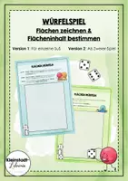 Vorschau - Arbeitsblätter - Würfelspiel Flächen & Flächeninhalt - Deckblatt