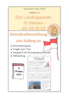 Vorschau - Arbeitsblätter - Landtagswahl in Hessen 2023 / Klassensprecherwahl / Politik - Deckblatt