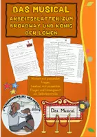 Vorschau - Stundenentwürfe - Musical: Arbeitsblätter und Stundenentwurf Broadway und König der Löwen - Deckblatt