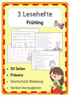 Vorschau - Arbeitsblätter - DAZ Leseheft Frühling Präsens lesen und malen - Deckblatt