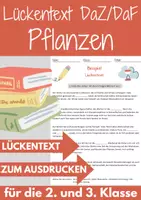 Vorschau - Arbeitsblätter - Pflanzen Lückentext Klasse 2 Grundschule Pflanzen DaZ DaF - Deckblatt