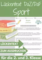 Vorschau - Arbeitsblätter - Sport Lückentext Klasse 2 Grundschule Sport DaZ DaF - Deckblatt