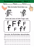 Vorschau - Arbeitsblätter - Buchstabeneinführung 1. Klasse - Buchstabe F/f schreiben - Grundschrift - Deckblatt