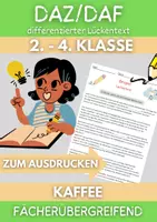 Vorschau - Arbeitsblätter - Kaffee Lückentext Klasse 3 Sachunterricht Kaffee DaF Arbeitsblatt - Deckblatt