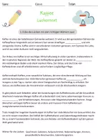 Vorschau - Arbeitsblätter - Kaffee Lückentext Klasse 3 Sachunterricht Kaffee DaF Arbeitsblatt - Seite 1